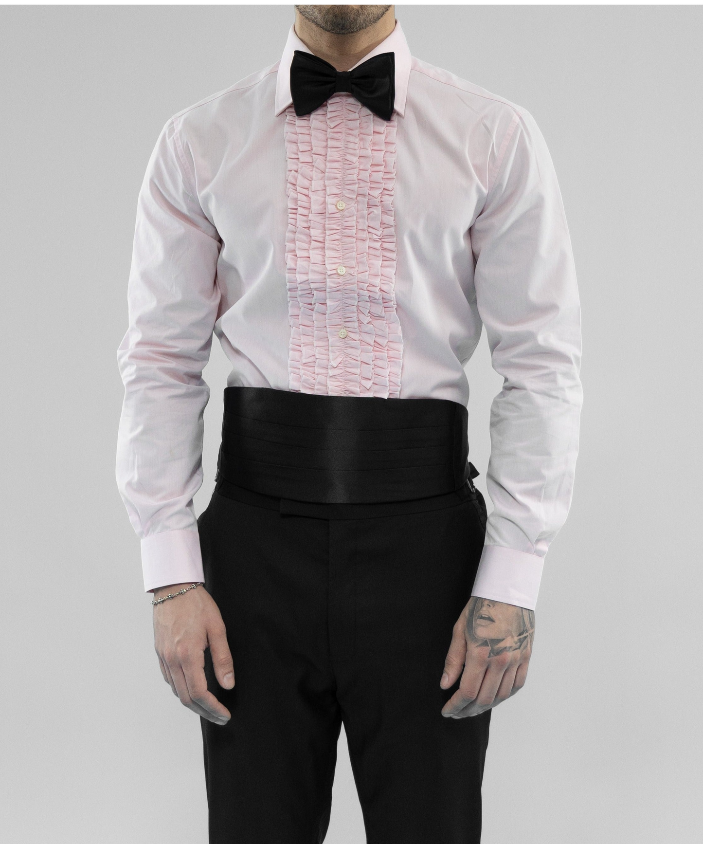 TUXEDO RUFFLED MENS PINK SHIRT